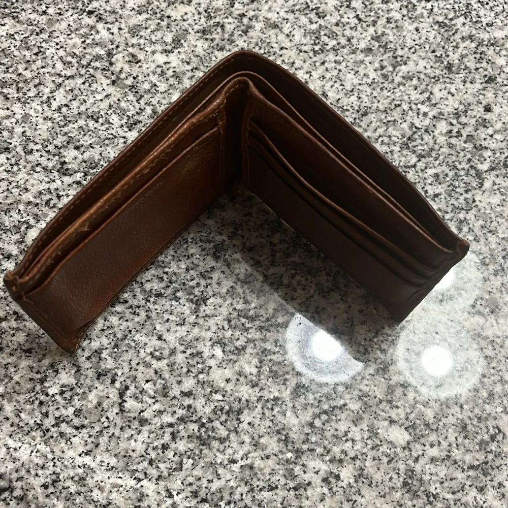 Polo Ralph Lauren Bifold Wallet Pebbled Leather brown used